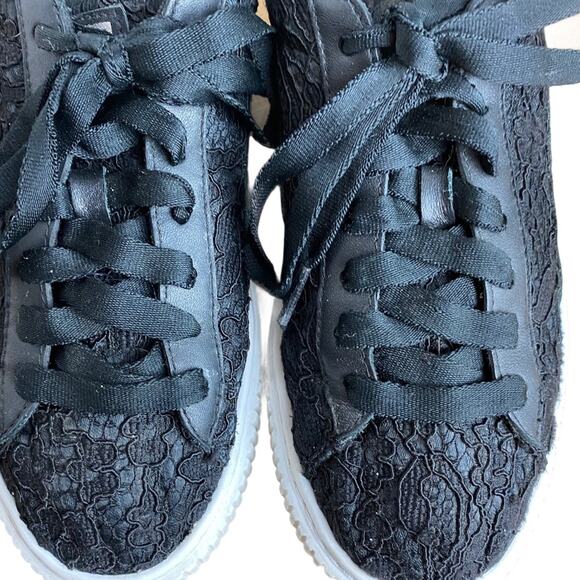 Puma Basket Classic Floral Lace Lace Up Platform Sneakers Sz 8 Black - Picture 8 of 10